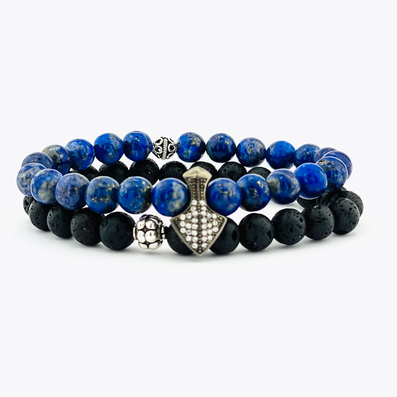 Armband Lapislazuli & Lava mit Silber NLTB2105