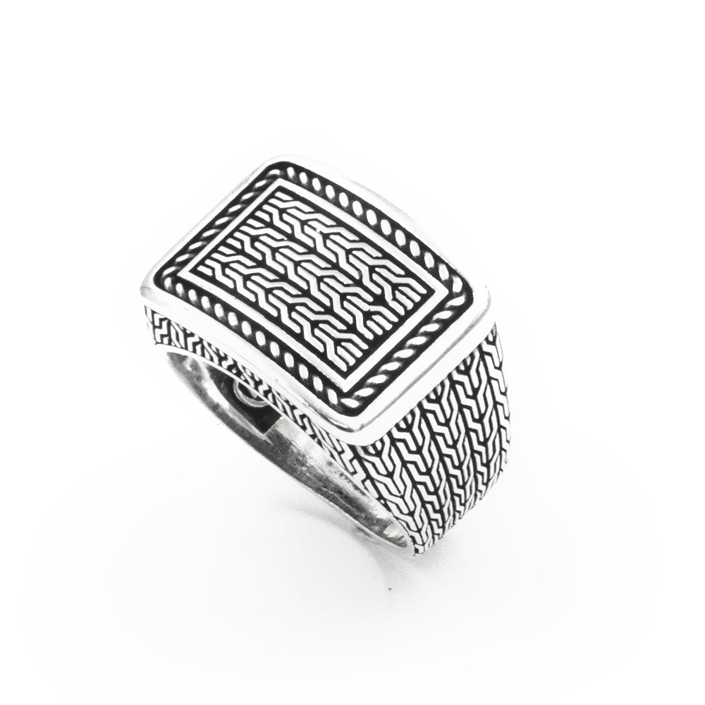 925 Silver Signet Ring Men ORT2001