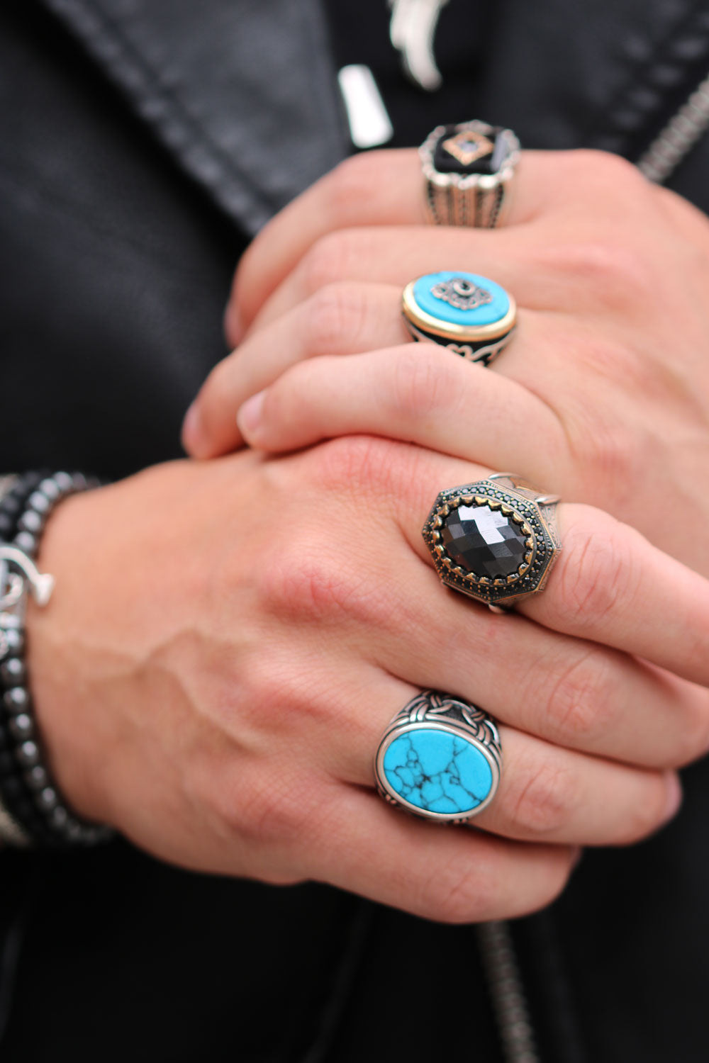 925 Zilveren Heren Ring Met Turquoise Steen ORT2108