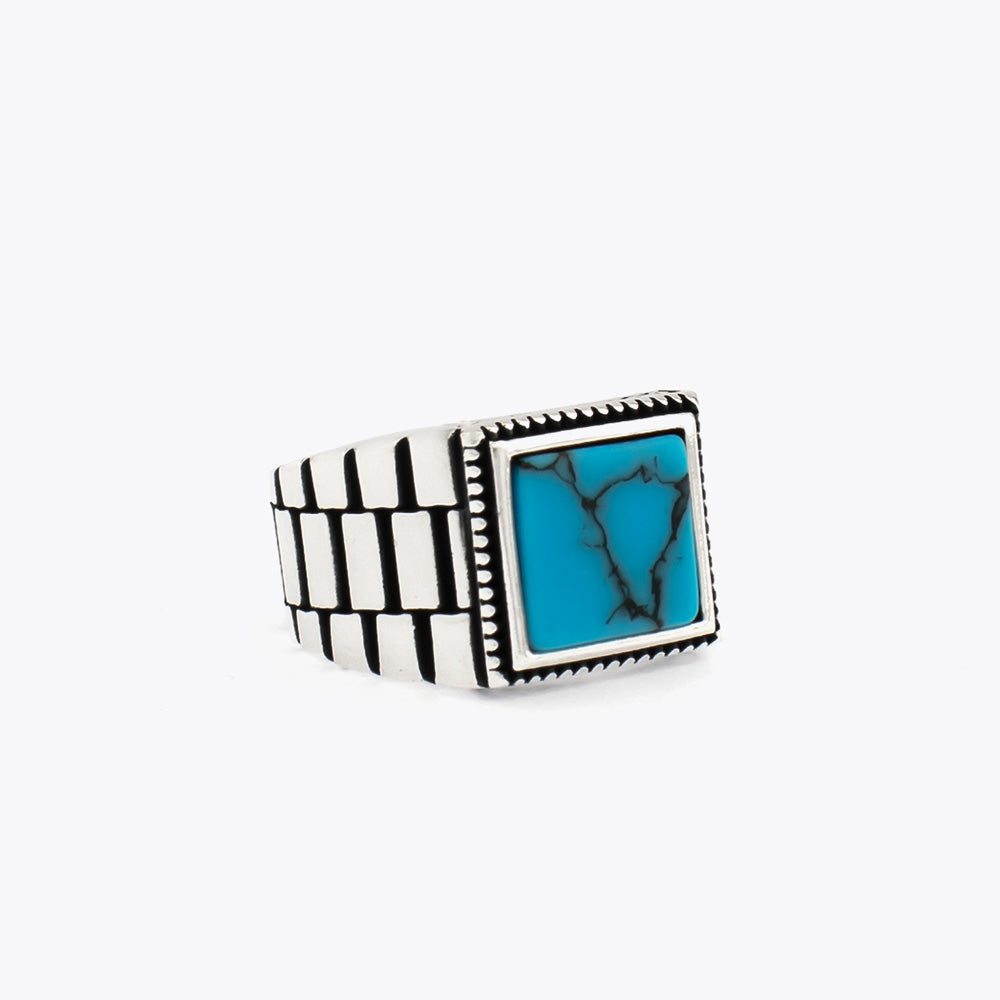 925 Zilveren Heren Ring Met Turquoise Steen ORTBL191