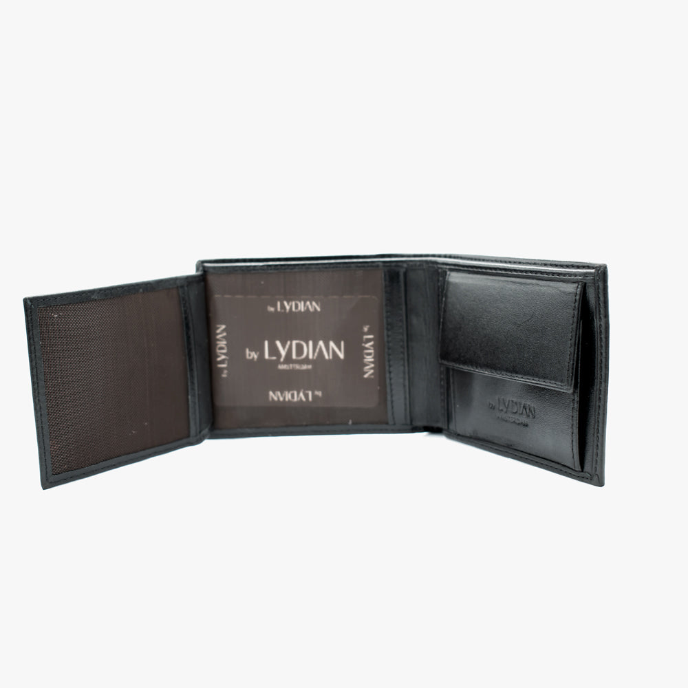 Black Leather Wallet With Name - Monogram 1155-M