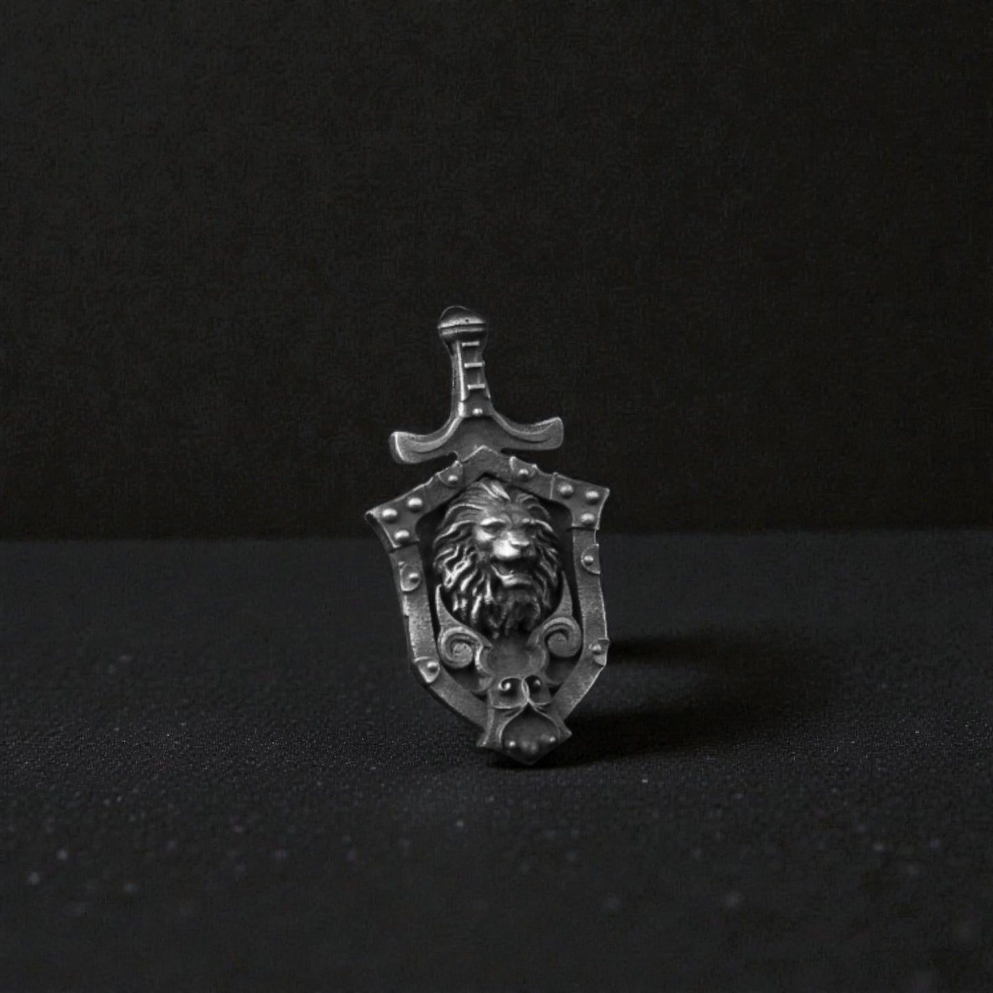 925 Silver Lion Pendant in Shield Design