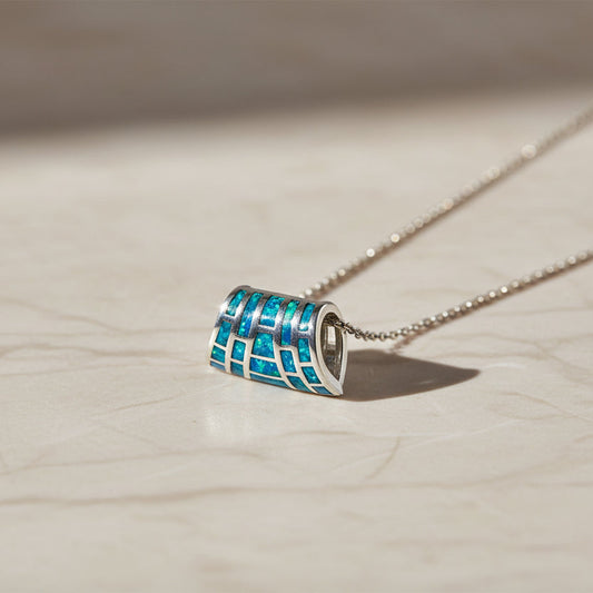 Zilveren Ketting met Blauwe Opaal BLDS068