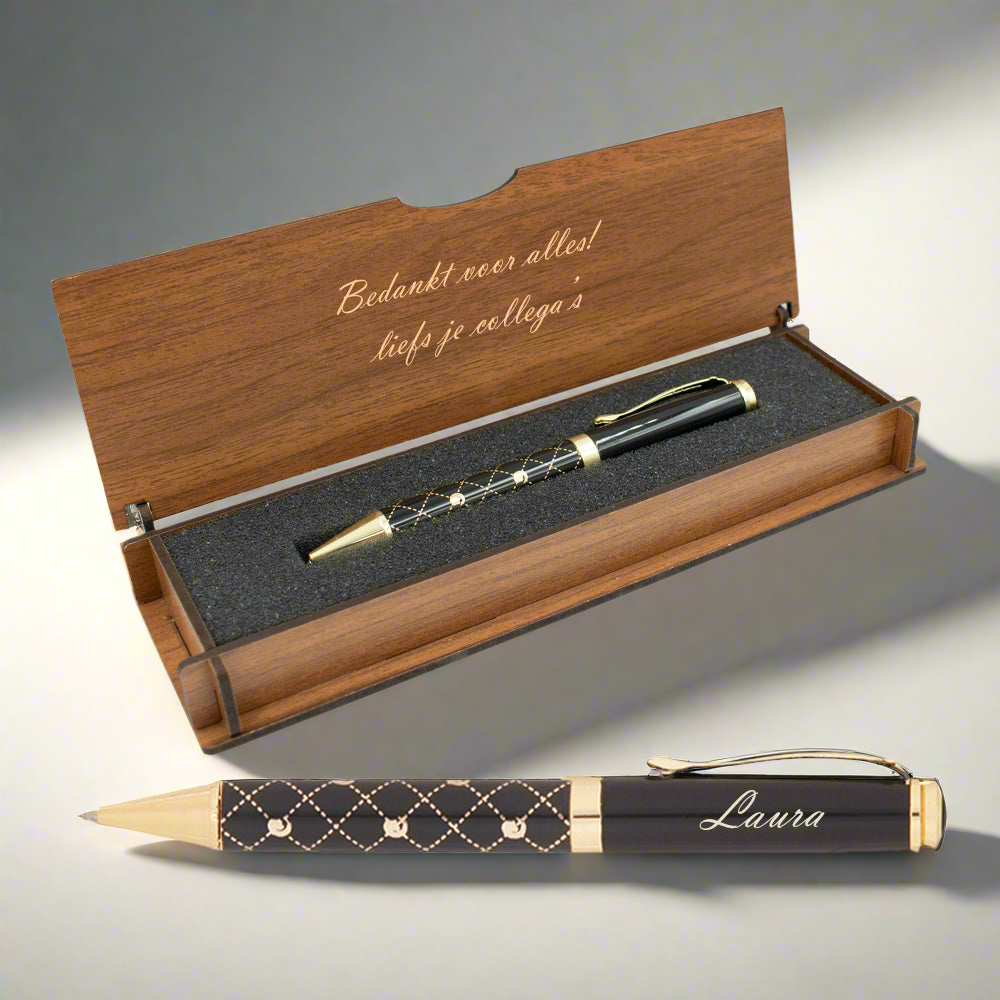 Personalized Pen Set - Writing Set with Engraved Wooden Box BLP2115