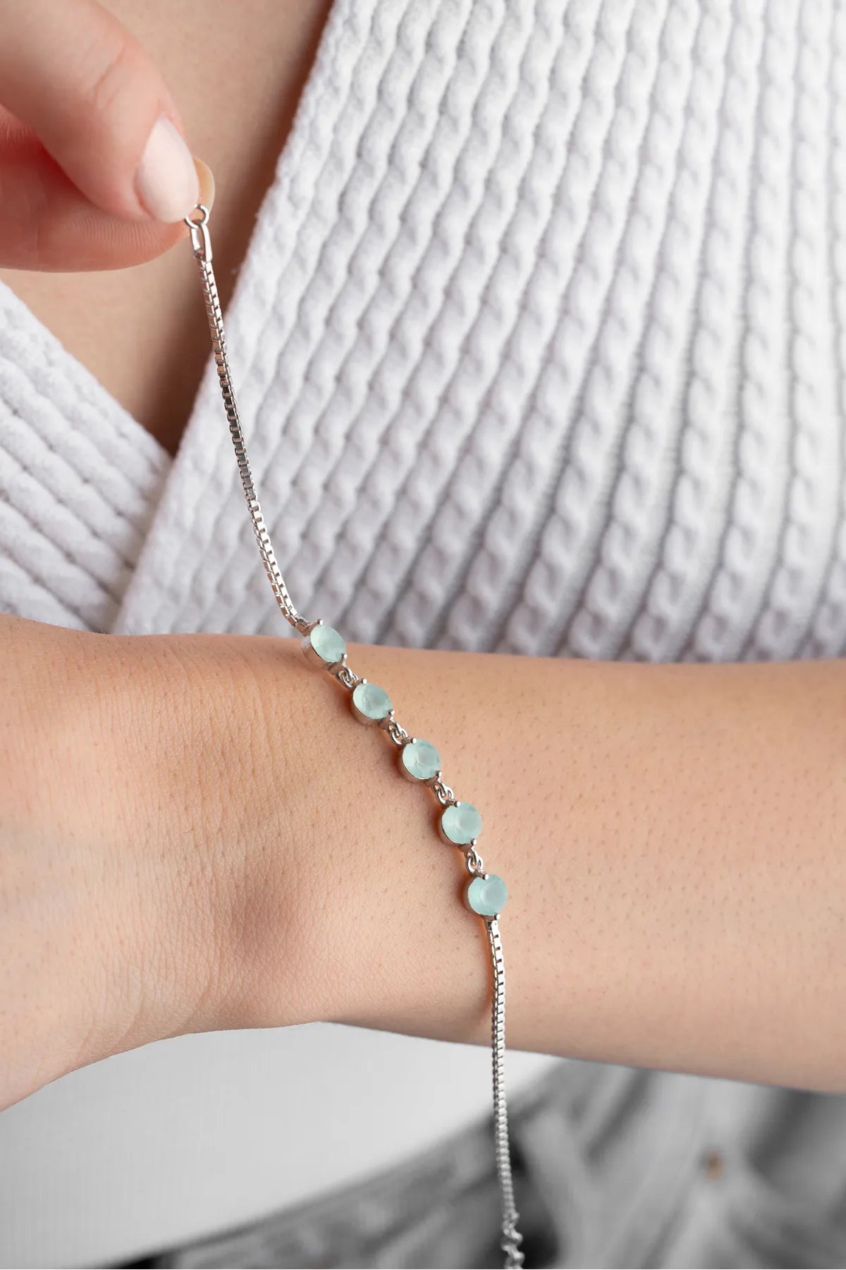 Aqua Glow Bracelet - 925 Silver