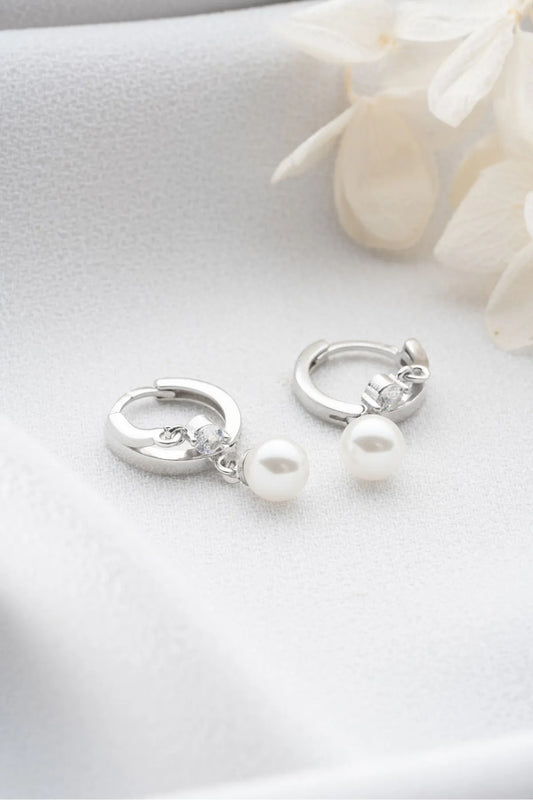 Pearl Duo Earrings - 925 Silver & Zirconia