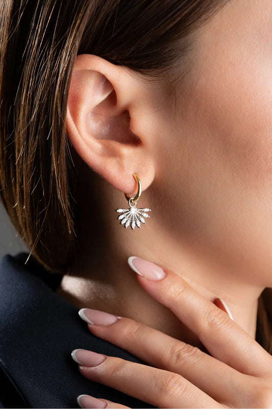 Sunburst Oorbellen – 925 Zilver & Verguld met Zirkonia