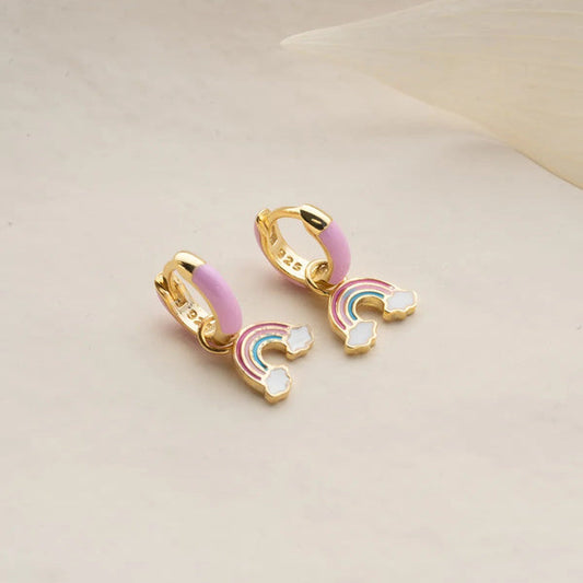 Kinderoorbellen Regenboog – 925 Sterling Zilver met Emaille