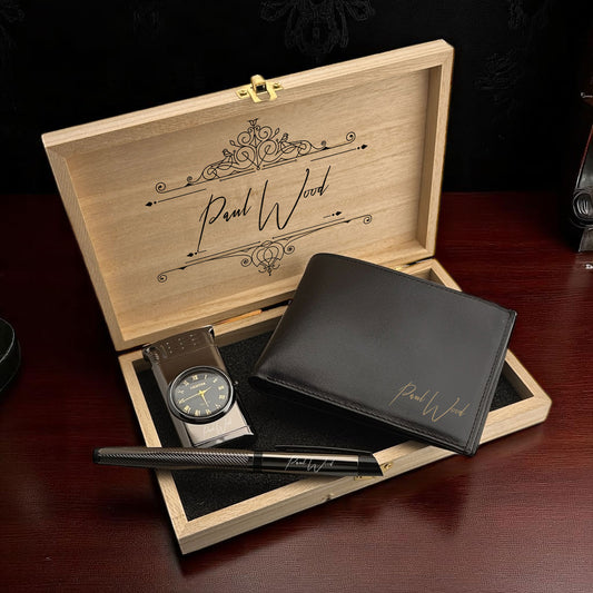 Gepersonaliseerde Geschenkset - Pen - Portemonnee - Aansteker - Gift Set