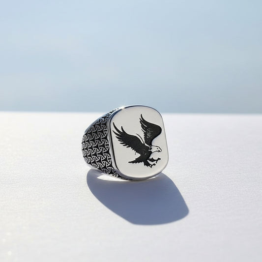 925 Sterling Zilveren Herenring met Arend Motief
