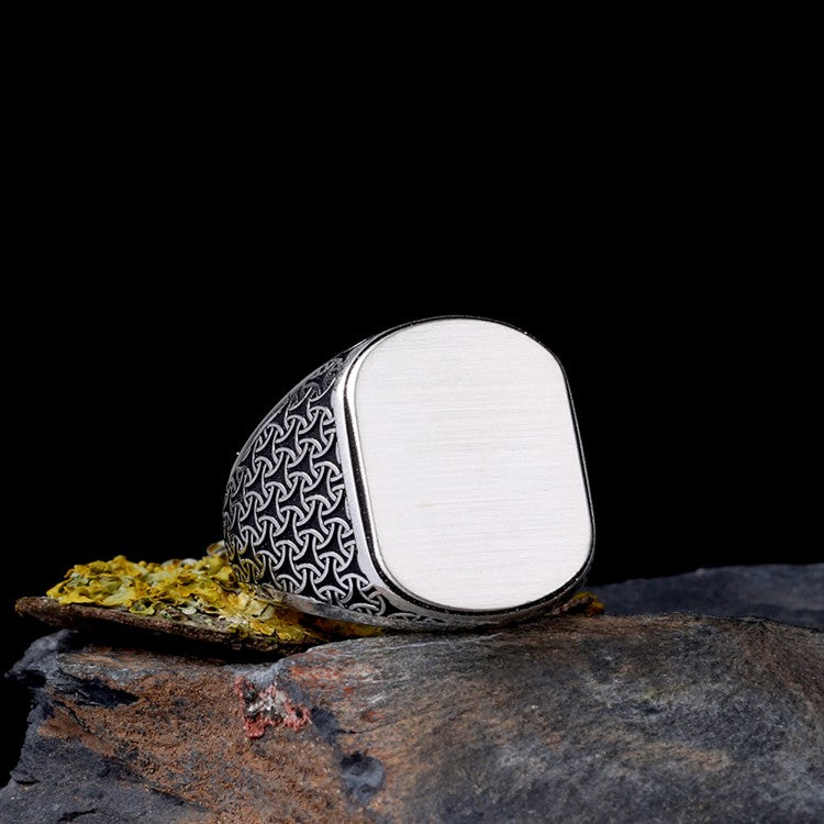 925 Sterling Zilveren Herenring met Eigen Naam Gravure