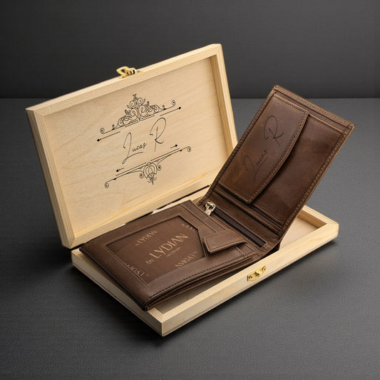 Bruine Echt Leren Herenportemonnee (met Naam)