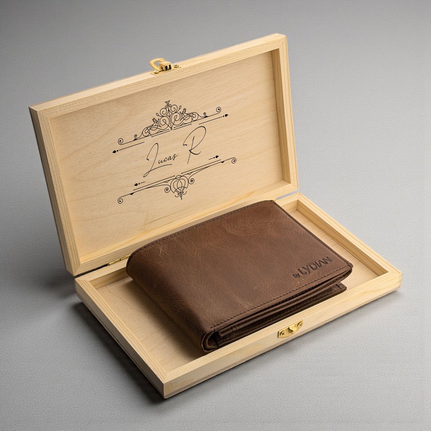 Bruine Echt Leren Herenportemonnee (met Naam)