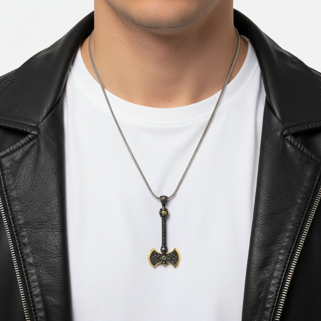 By LYDIAN Zilveren Ketting met bijl hanger ARLNM008