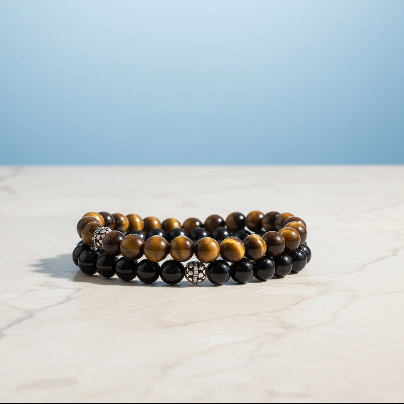 Perlenarmband Tigerauge Onyx BGS014