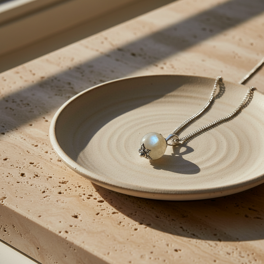 Maansteen hanger met ketting