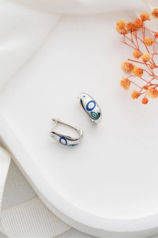 Boze Oog Creolen – 925 Zilver – Blue Aura
