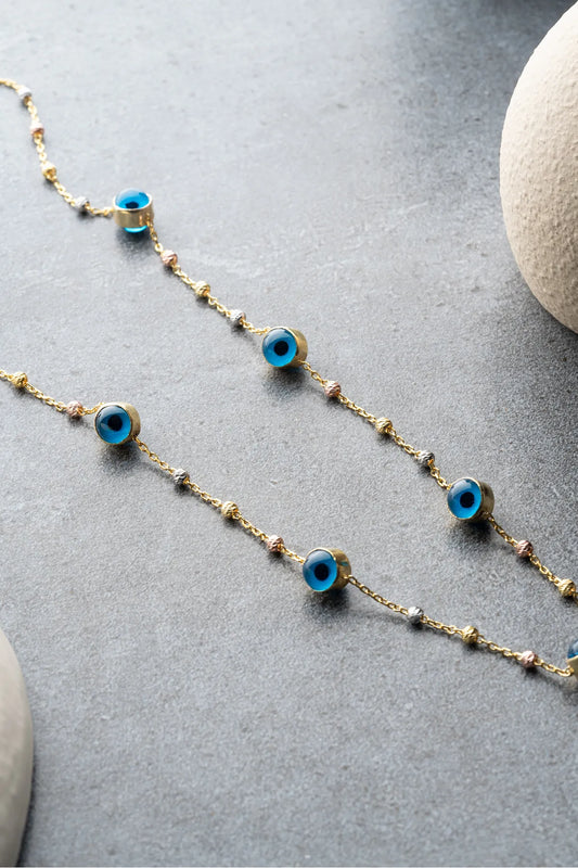 Boze Oog Kralen Ketting – 925 Zilver – Blue Aura