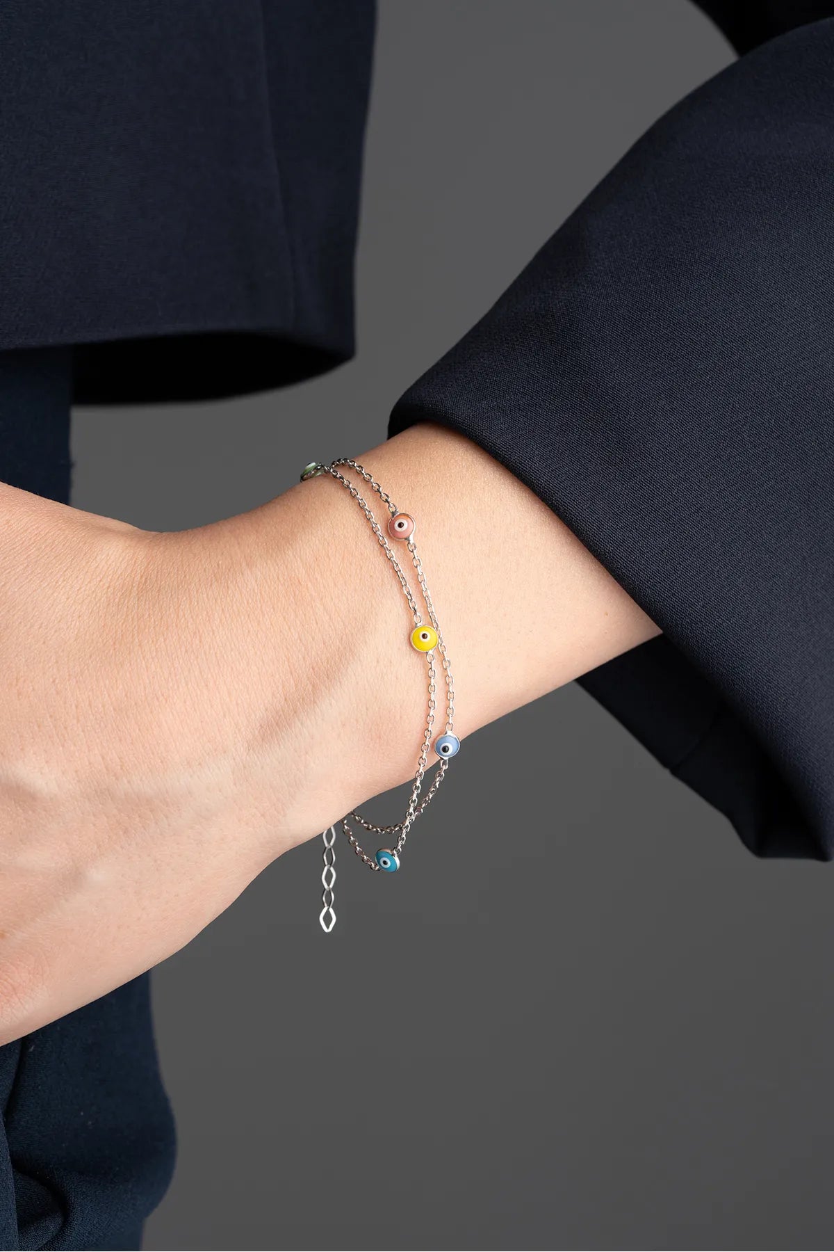 Boze Oog Armband – 925 Zilver – Blue Aura
