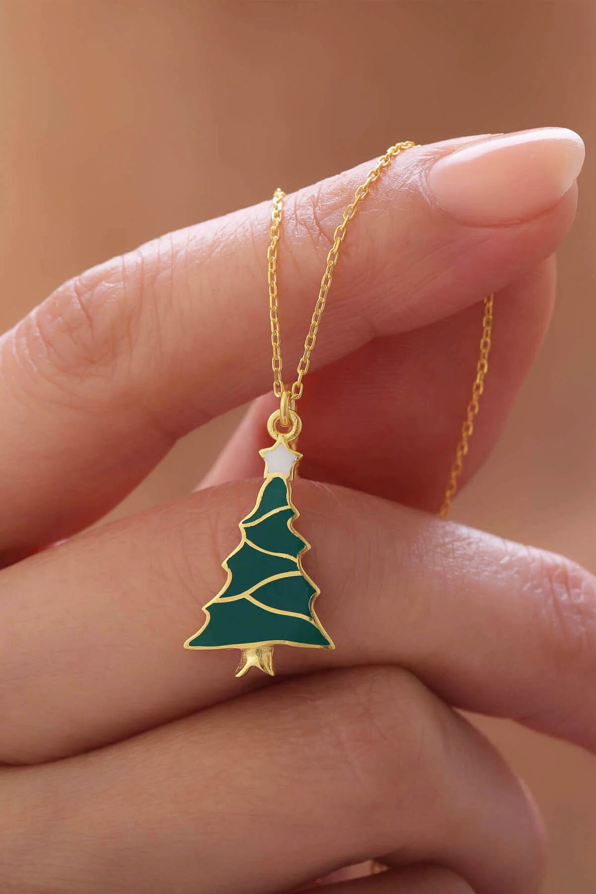 925 Sterling Silver Christmas Tree Pendant Necklace