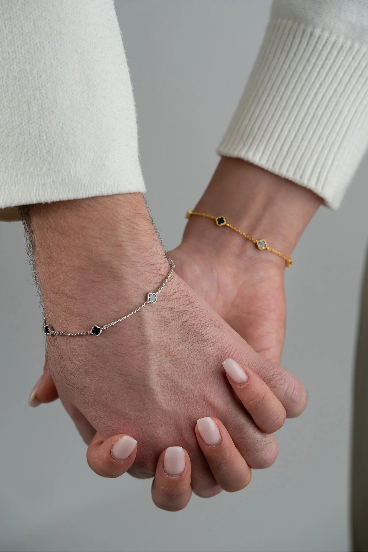 925 Sterling Zilver Klavervier Armband Set voor Koppels