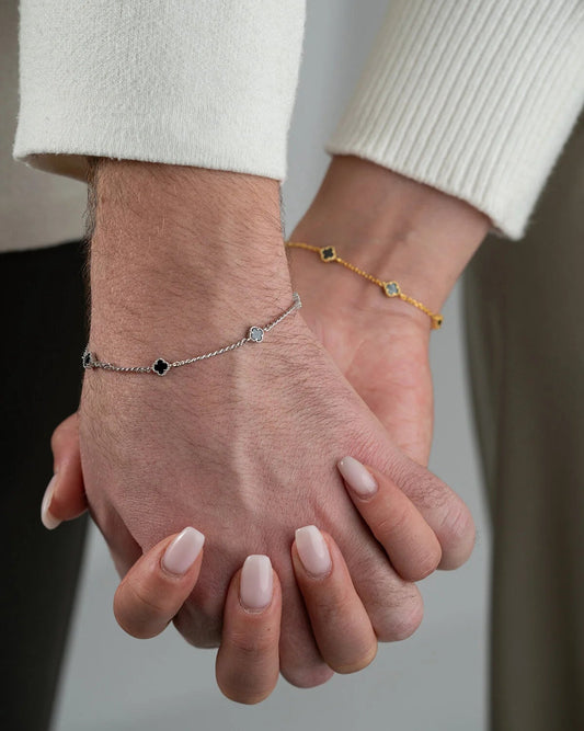 925 Sterling Zilver Klavervier Armband Set voor Koppels