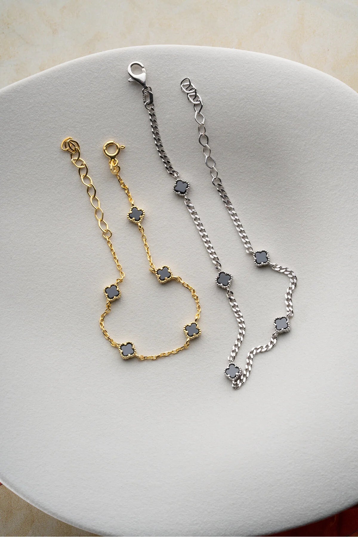 925 Sterling Zilver Klavervier Armband Set voor Koppels