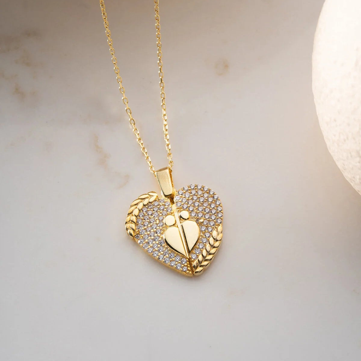 Persoonlijke hartketting ‘Gamze & Mert’ – goud verguld 925 zilver