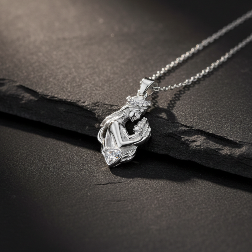 Moeder en Kind Ketting met Zirkonia | 925 Zilver