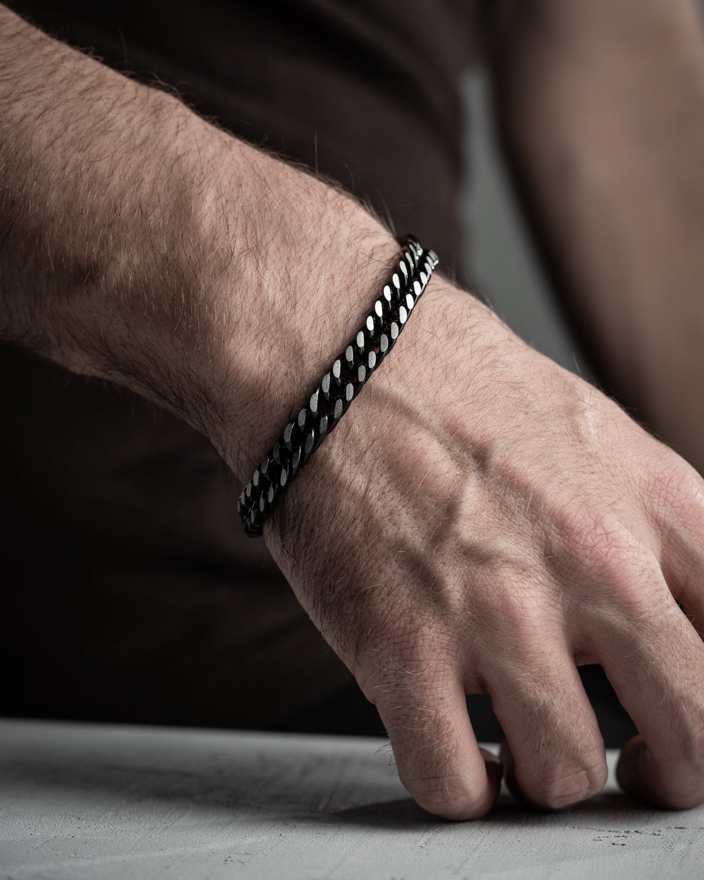 Zwarte Stalen Herenarmband