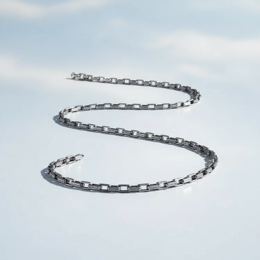 925 Sterling Zilveren Geoxideerde Heren Touwketting