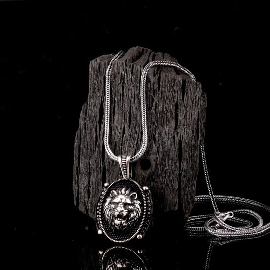 925 Zilver Herenketting met Leeuw Hanger en Microstenen