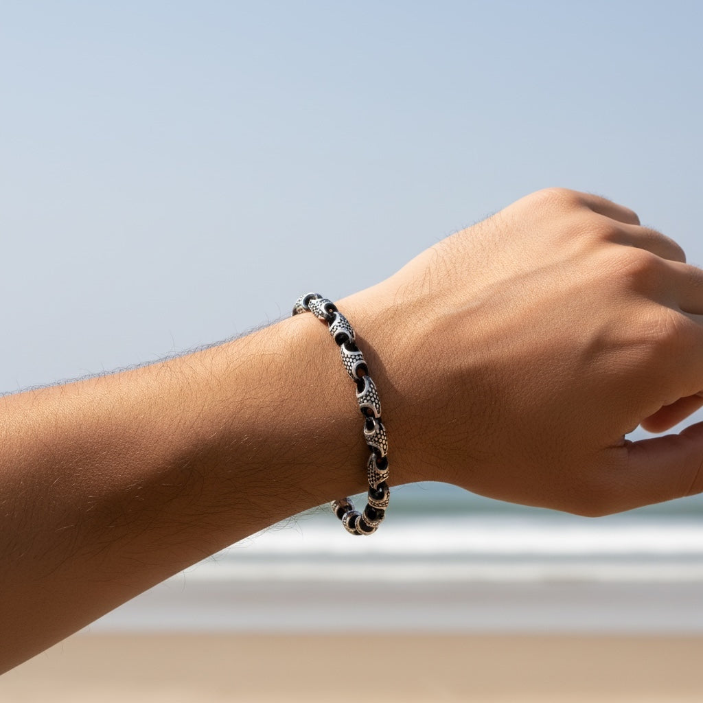 Dark Scale 925 Zilveren Armband voor Heren
