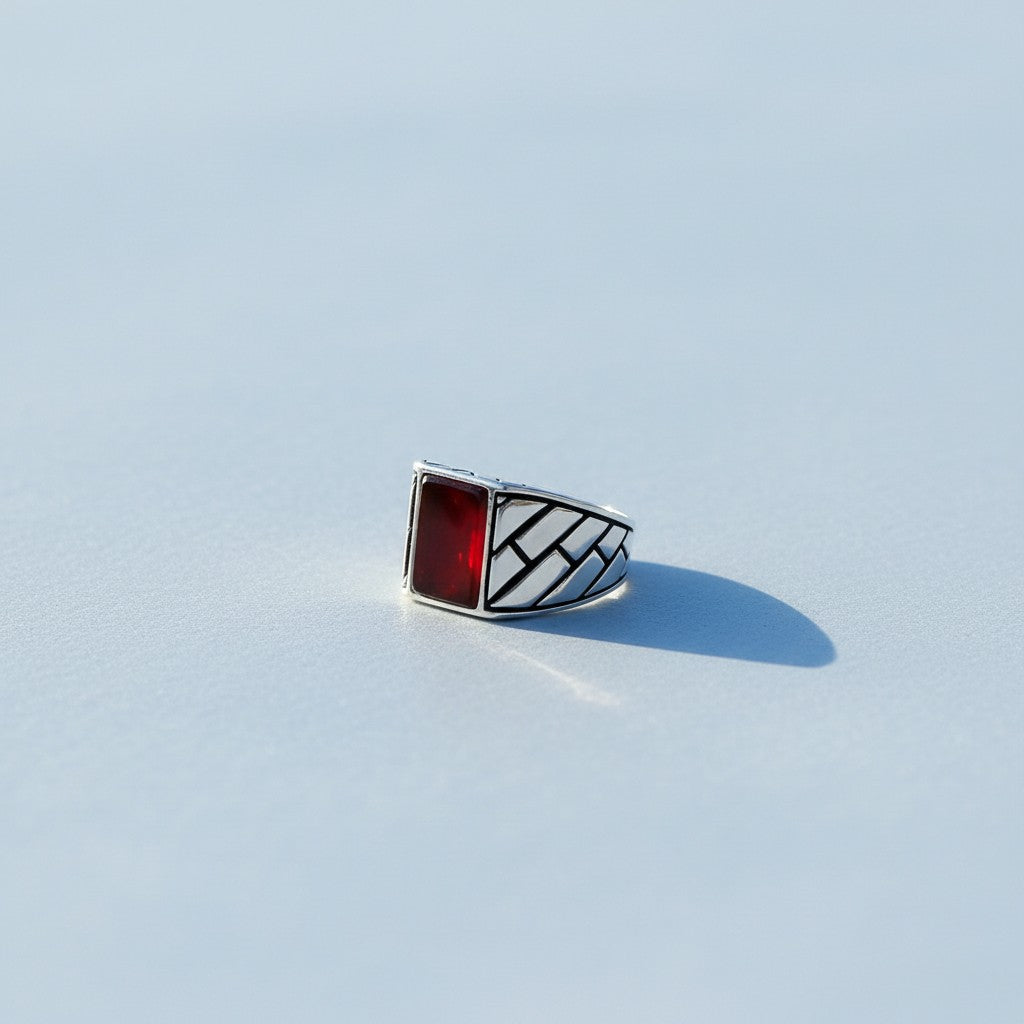 925 Sterling Zilveren Herenring met Agaat Steen