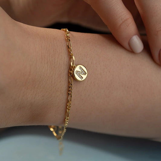 Figaro Armband mit Buchstabe | 925 Silber
