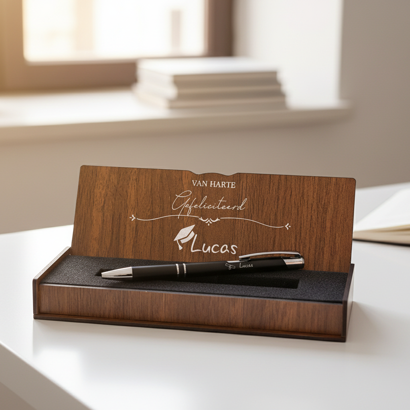 Personally Engraved Ballpoint Pen in Wooden Box - Successful Gift