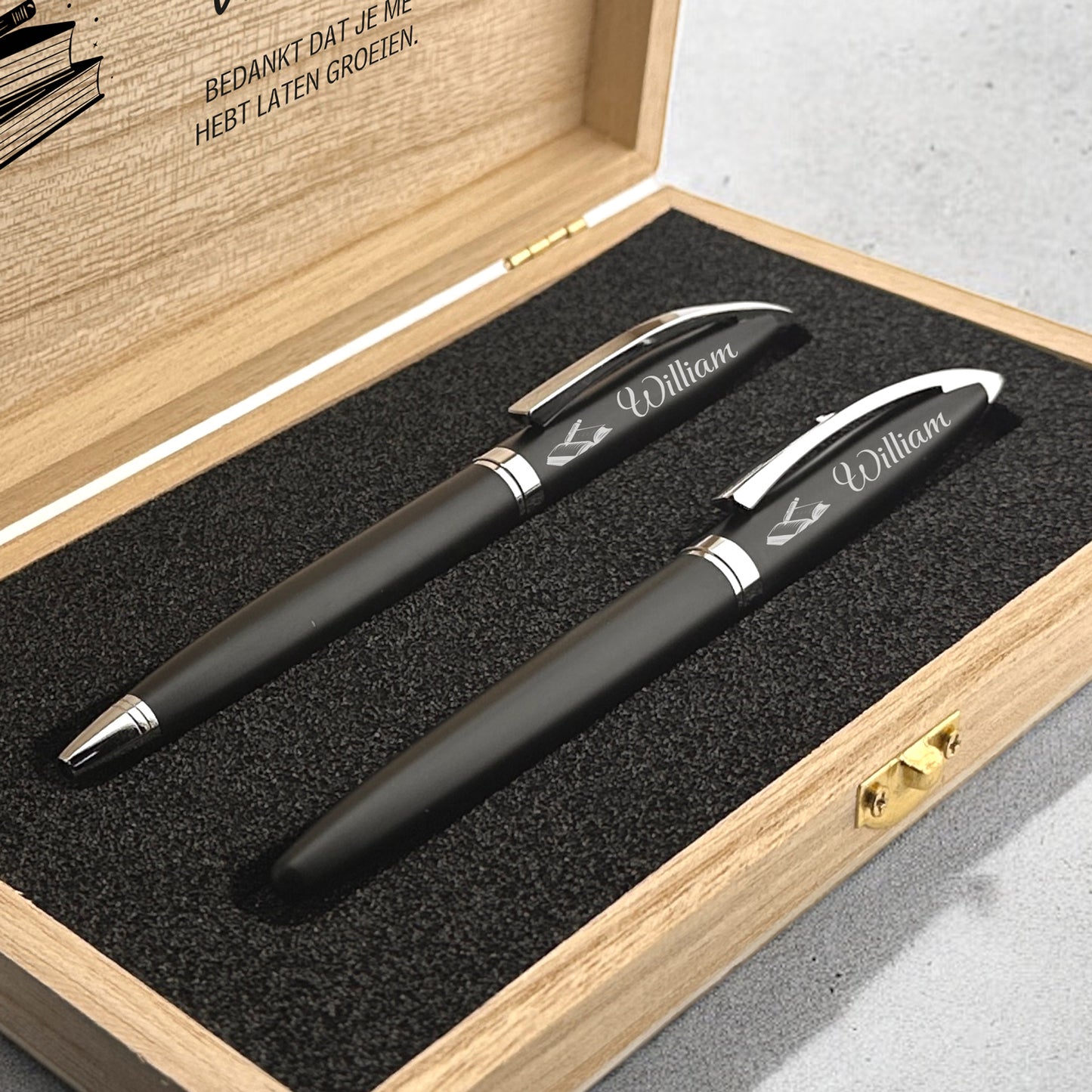 Gepersonaliseerde Penset - Schrijfset met Doosje ( Cadeau voor meester )