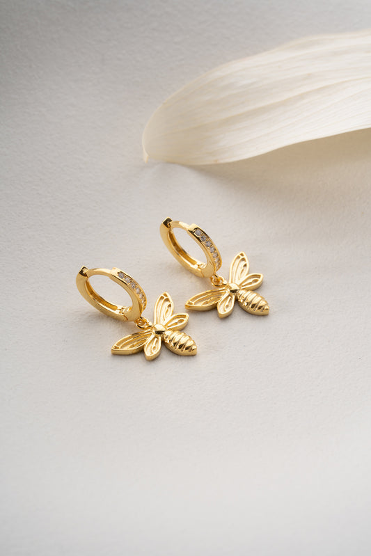 Queenbee bees earrings - 925 sterling silver, gilt