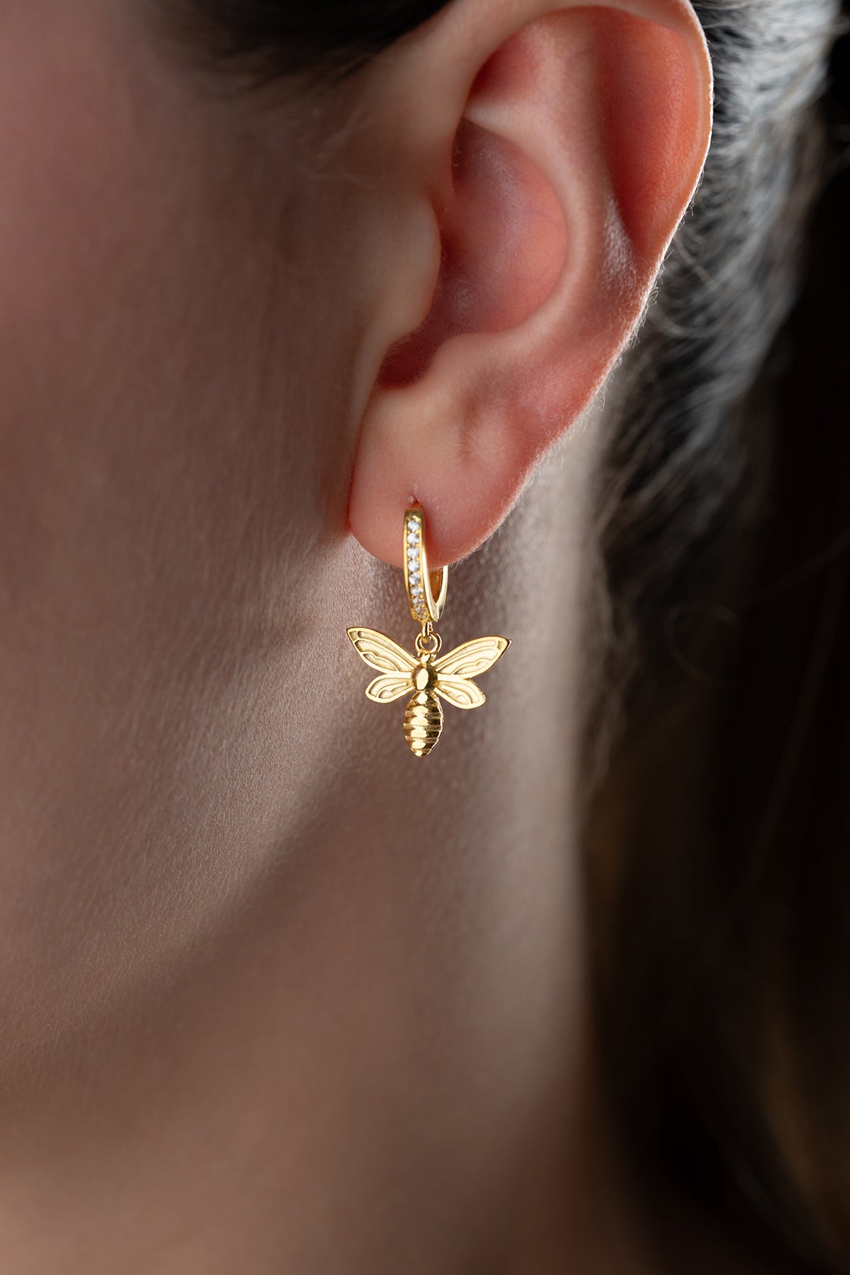 Queenbee bees earrings - 925 sterling silver, gilt