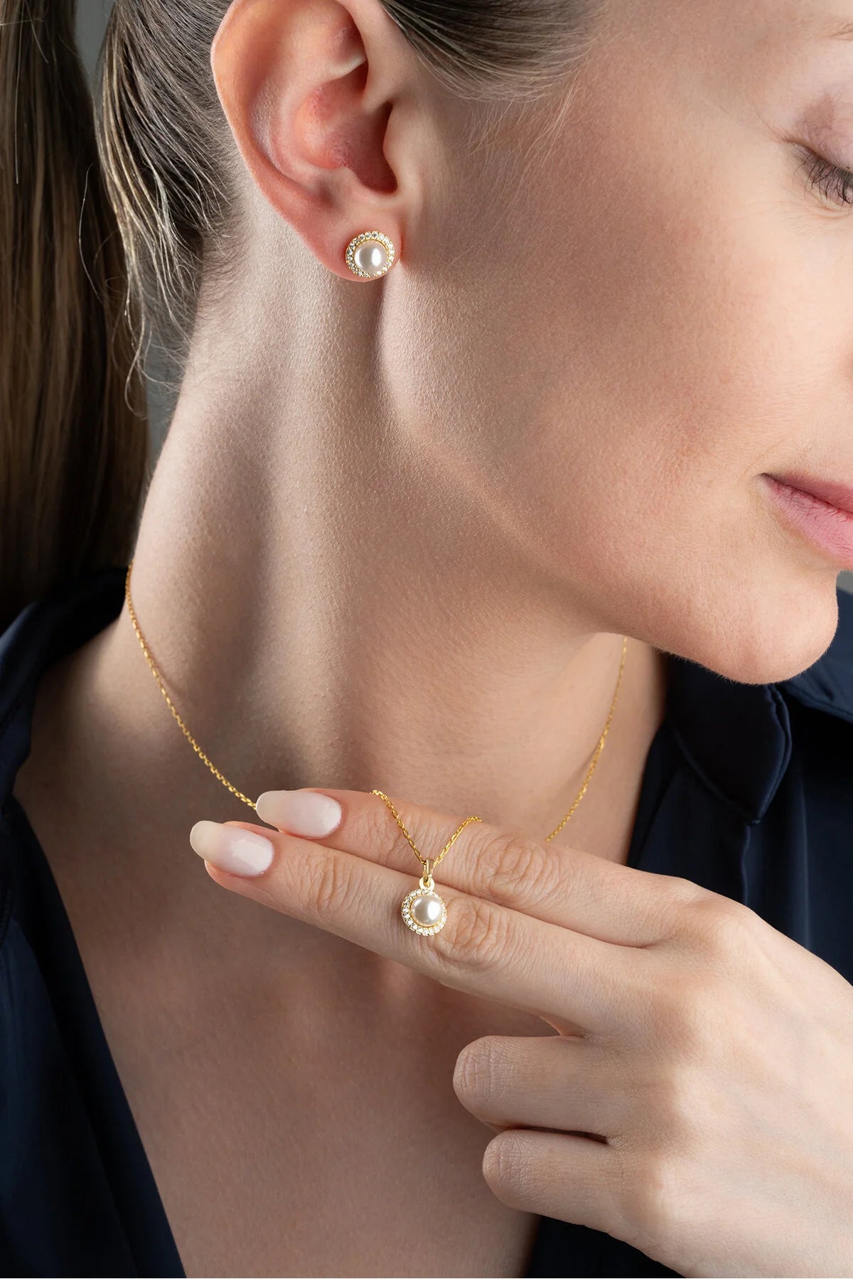 LunaPearl 925 – Parel Ketting & Oorbellen Set