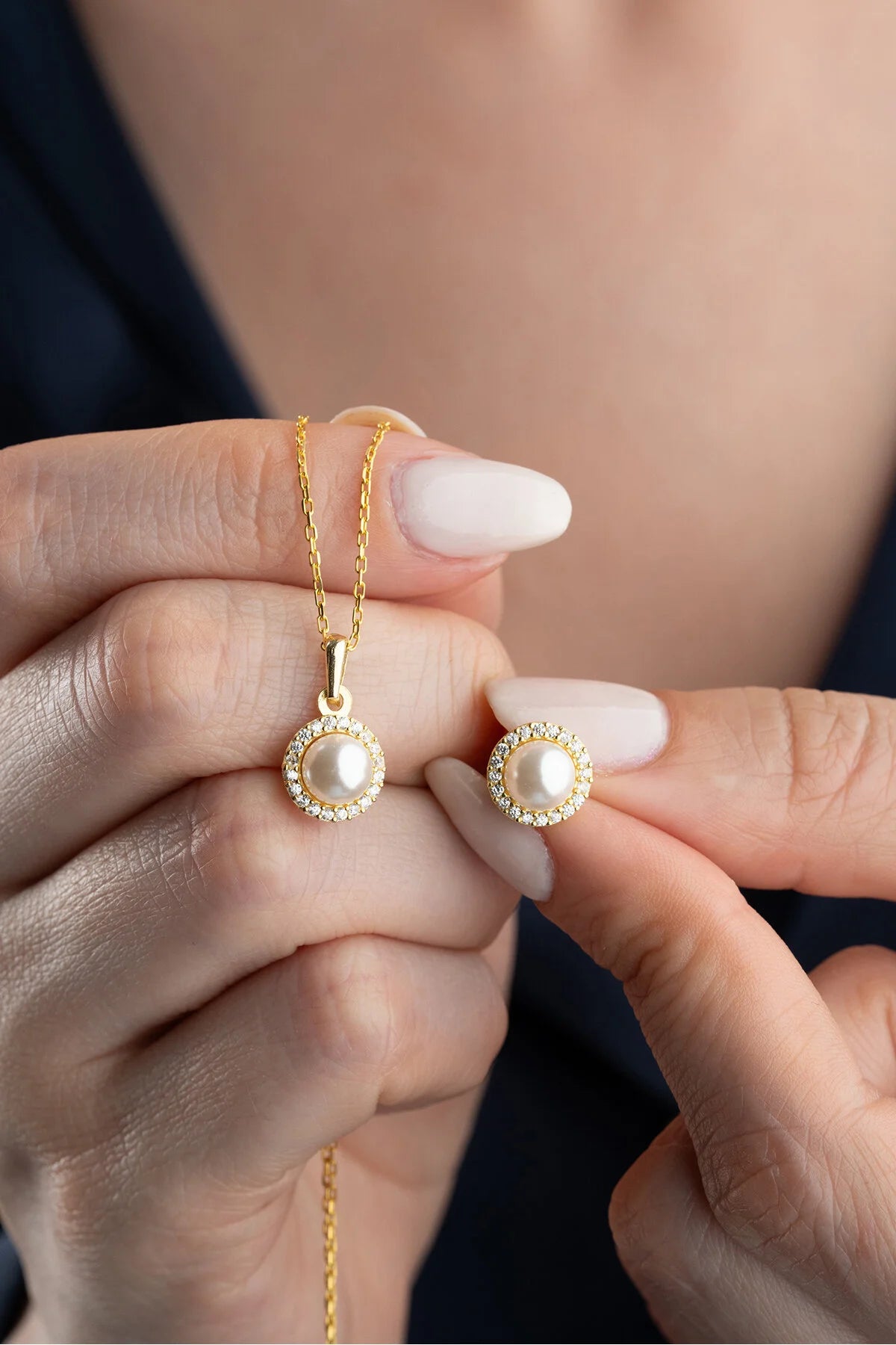 LunaPearl 925 – Parel Ketting & Oorbellen Set