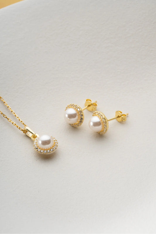 LunaPearl 925 – Parel Ketting & Oorbellen Set