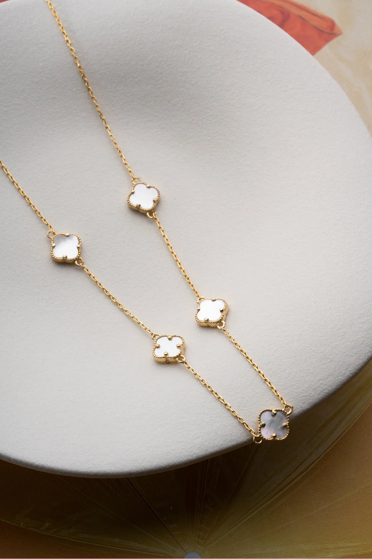 PureClover 925 – Vergulde Ketting met Witte Klavertjesvier 1