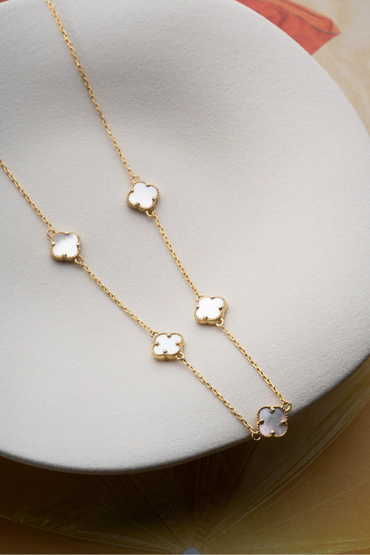 PureClover 925 – Vergulde Ketting met Witte Klavertjesvier 1