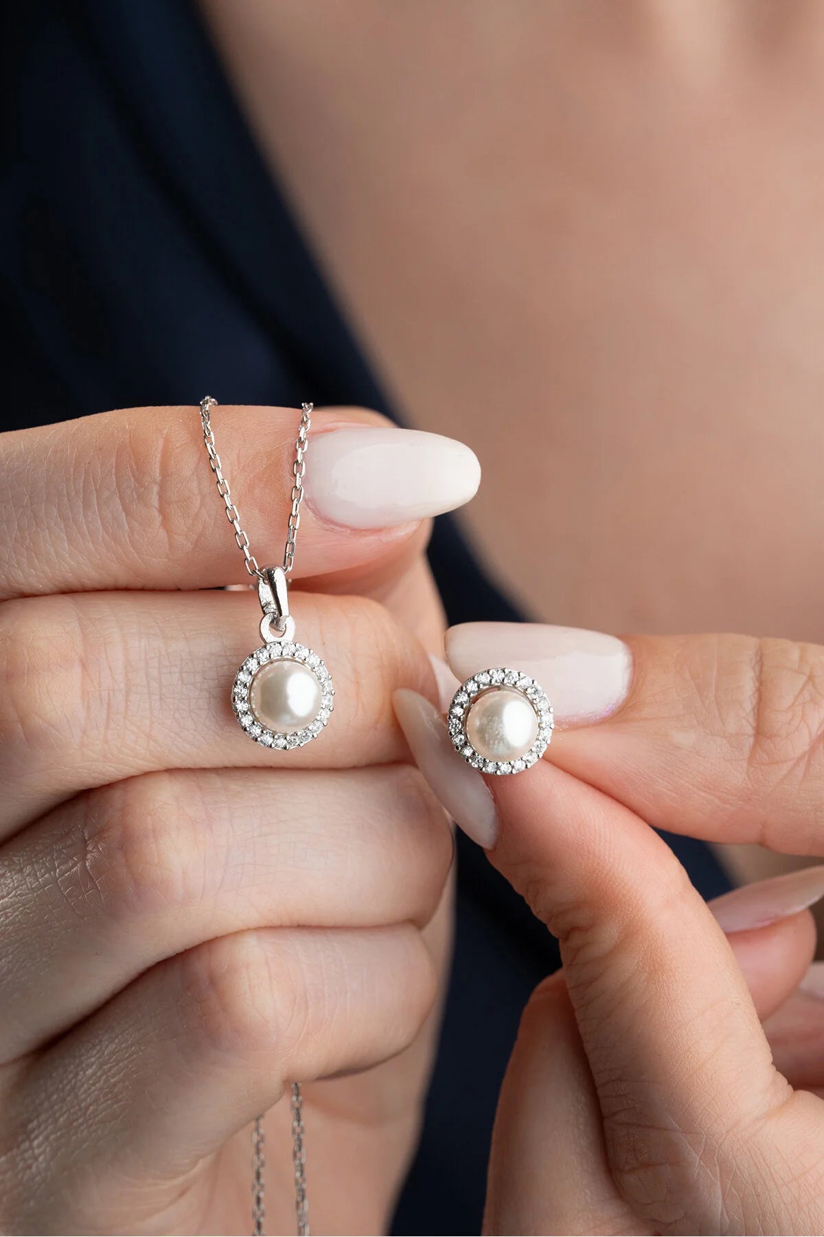 StellaPearl 925 – Parel Ketting & Oorbellen Set