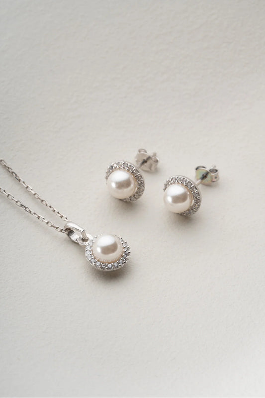 StellaPearl 925 – Parel Ketting & Oorbellen Set