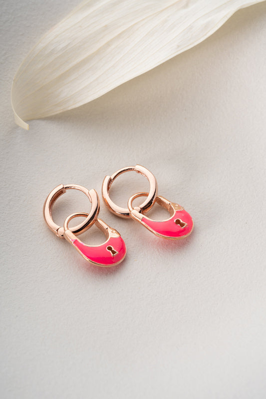 Keylock Earrings - 925 Sterling Silver with Slot -Hangje