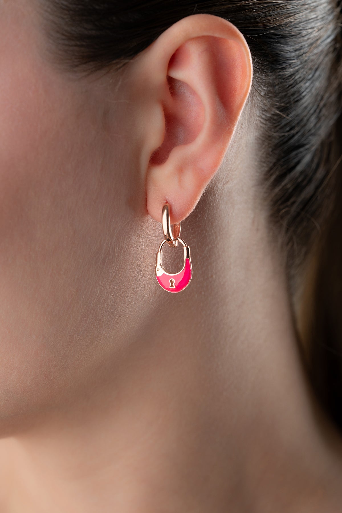 Keylock Earrings - 925 Sterling Silver with Slot -Hangje