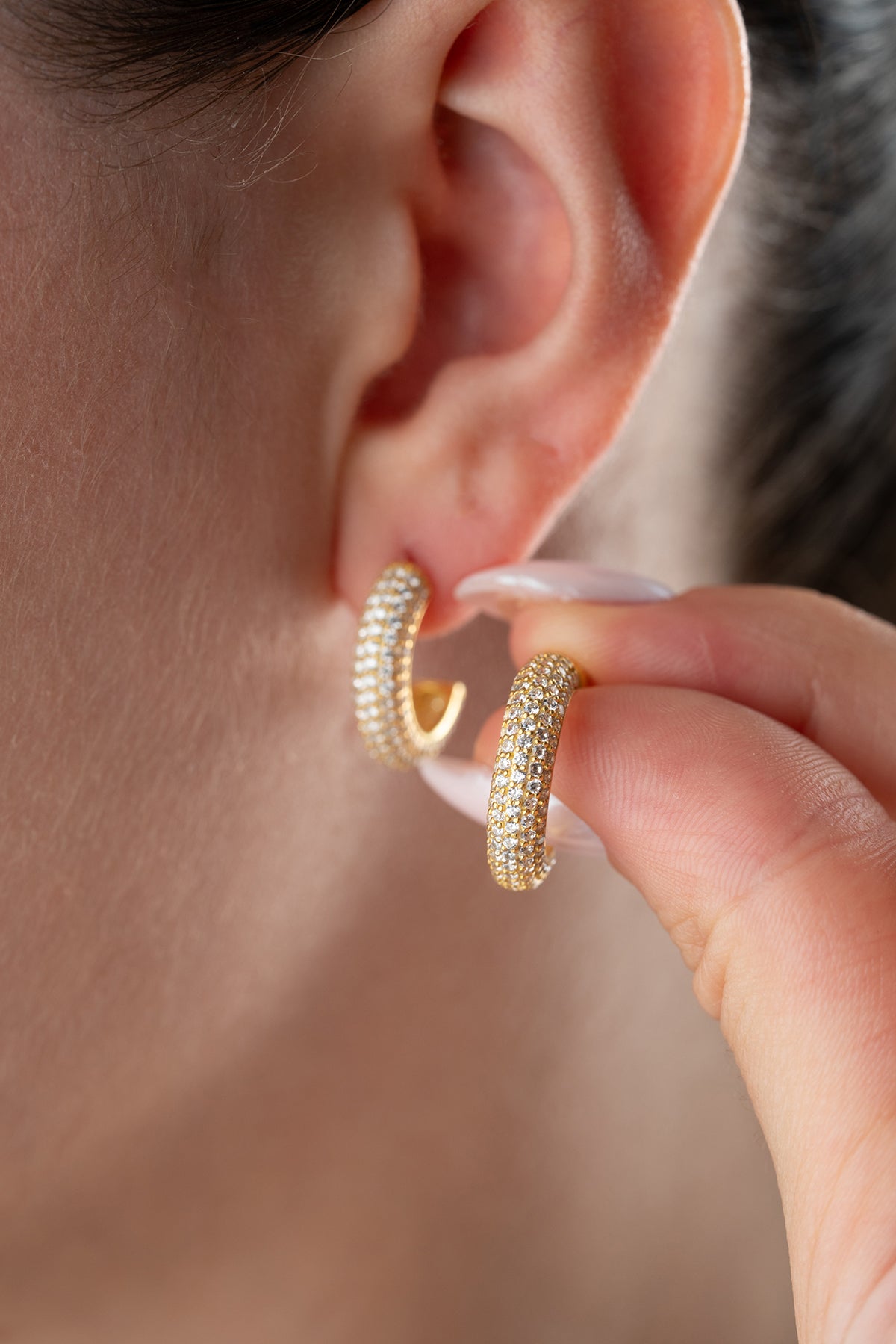 Sparkling half hoop earrings