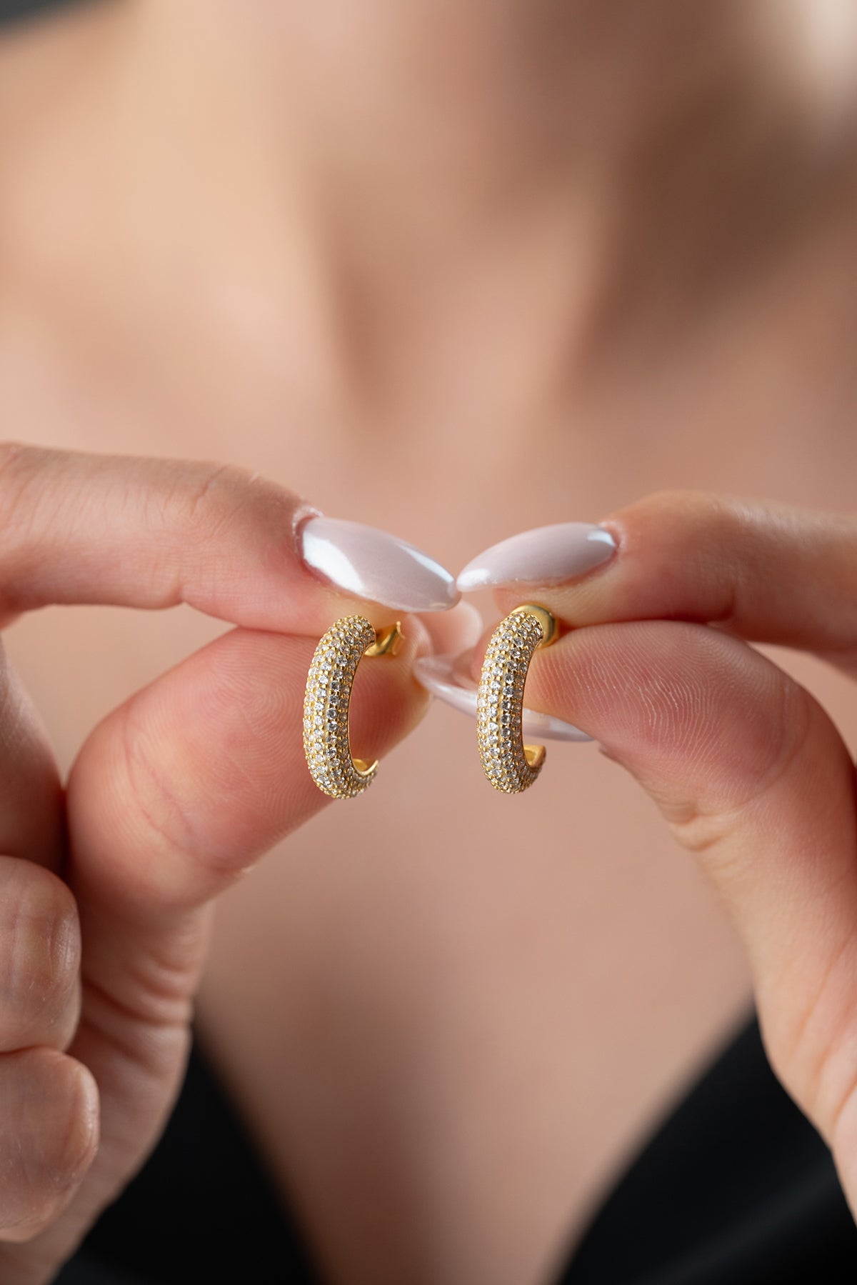 Sparkling half hoop earrings